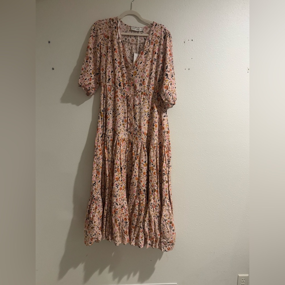 Petal & Pup Pink Floral Midi Dress